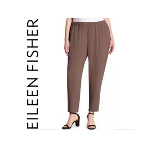 Eileen Fisher Slouchy Silk Georgette Crepe Ankle Pants Cobbles XL